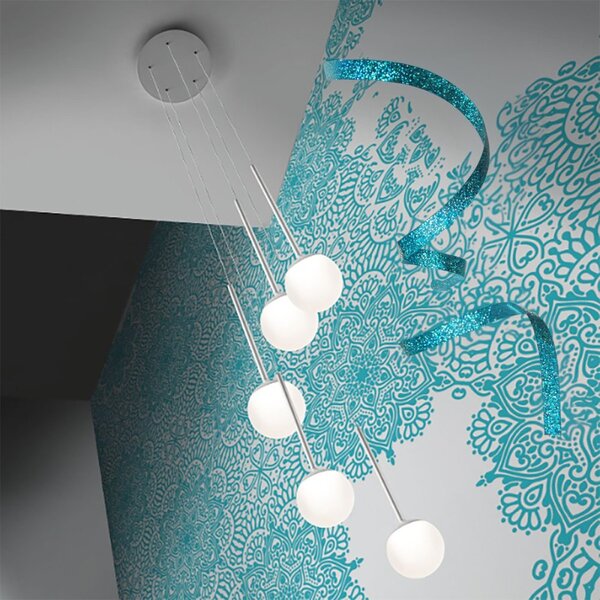 Lampadario moderno promoingross lollypop s5b wh led metallo bianco metacrilato bianco - Promoingross