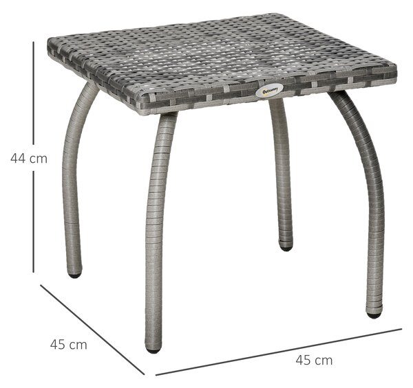 Outsunny Tavolino Esterno in Rattan Sintetico, Impermeabile, Ideale per Giardino e Terrazzo, 45x45x44cm - Grigio|Aosom