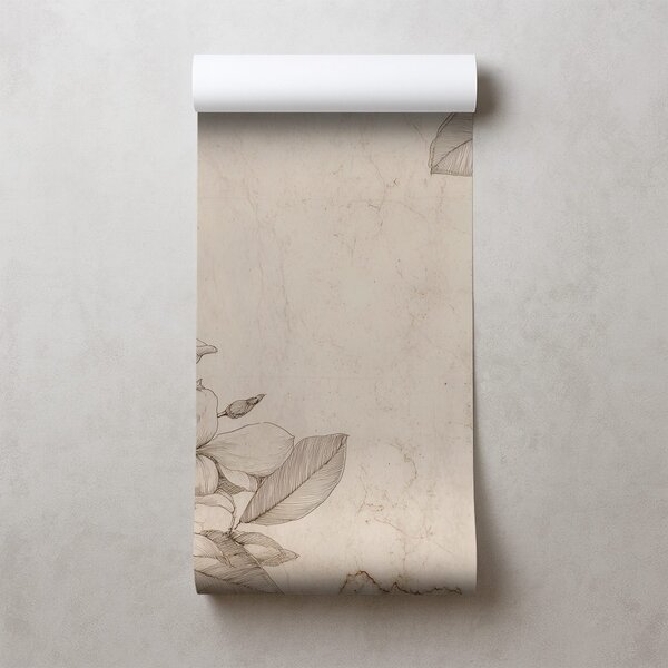 Carta da parati – Illustrazioni floreali vintage su sfondo beige
