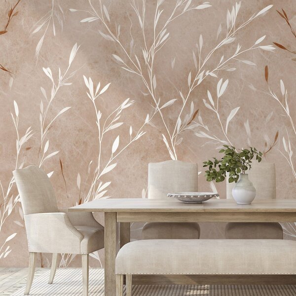 Carta da parati – Delicati rametti beige