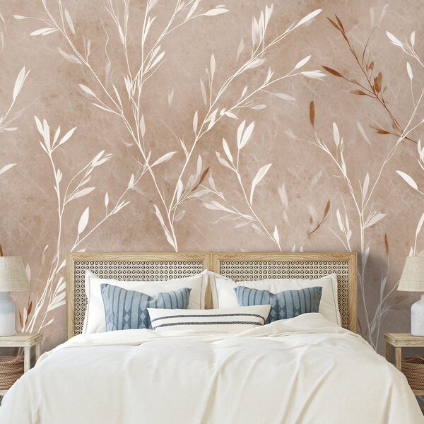 Carta da parati – Delicati rametti beige
