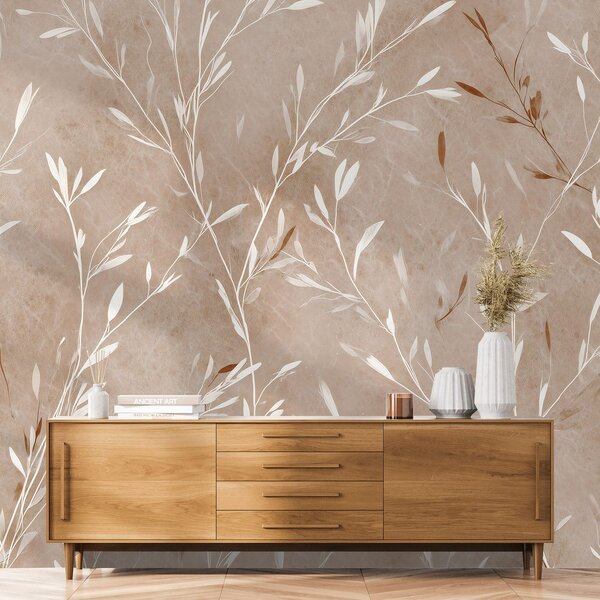 Carta da parati – Delicati rametti beige