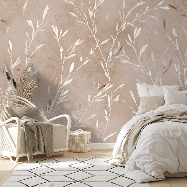 Carta da parati – Delicati rametti beige