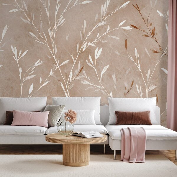 Carta da parati – Delicati rametti beige