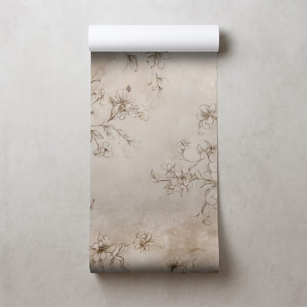 Carta da parati – Disegni floreali vintage in beige