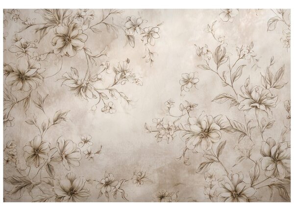Carta da parati – Disegni floreali vintage in beige