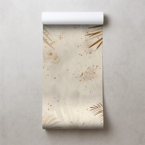 Carta da parati – Foglie di palma dorate su beige