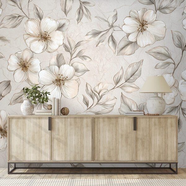 Carta da parati – Fiori vintage in tonalità delicate