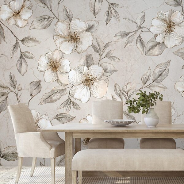 Carta da parati – Fiori vintage in tonalità delicate
