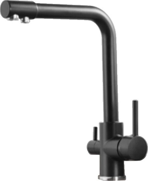 Rubinetto da cucina filtrato, doppia maniglia, rotazione di 360 gradi, cromo nero C
