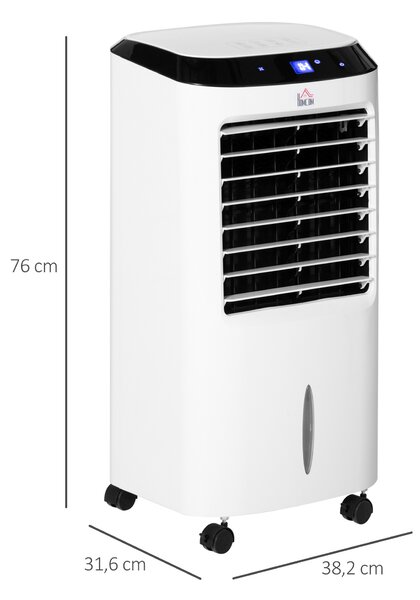 HOMCOM Raffrescatore Evaporativo 4 in 1, Ventilatore, Umidificatore con Ghiaccio e Deumidificatore, e Telecomando, Timer 8 Ore, 60W, Nero | Aosom Italy