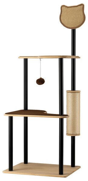 Tiragraffi Fudajo in metallo 48 x 40 x 120 cm con sisal, tiragraffi con tavola, tiragraffi con ampia superficie di appoggio e design moderno