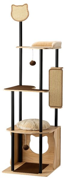 Tiragraffi Fudajo in metallo 48 x 48 x 168 cm con sisal, tiragraffi con tavola, tiragraffi con ampia superficie di appoggio e design moderno