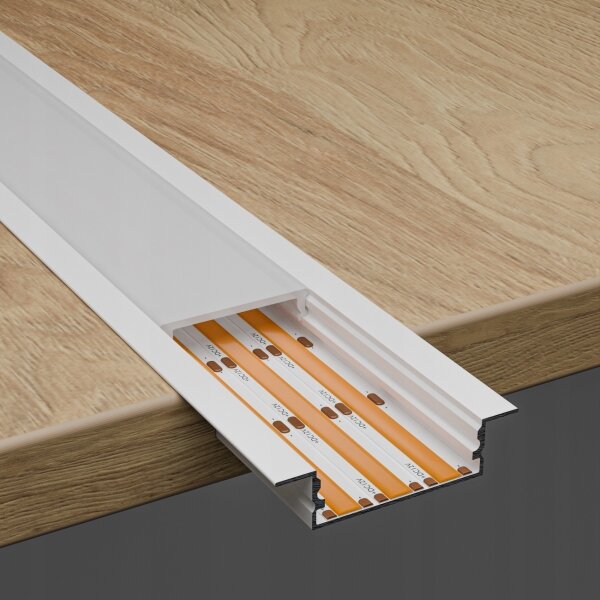 Profilo da incasso per strisce LED, 1 m, bianco