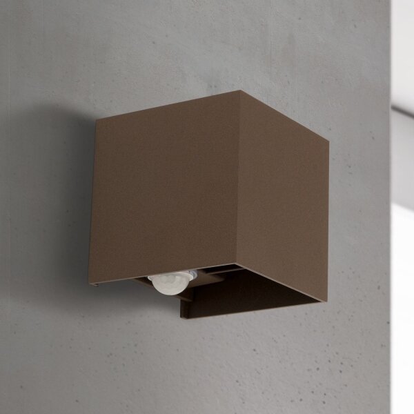 Orion- Lampada da parete LED per esterni con sensore CUBE-S LED/13W/230V IP54 marrone