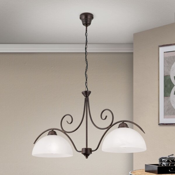 Orion - Lampadario a catena RULA 2xE27/40W/230V bianco/bronzo