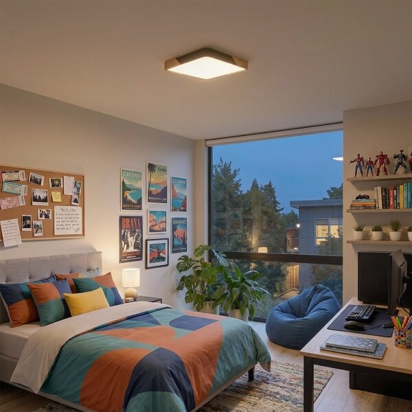 Brilagi - Lampada LED dimmerabile PILANA LED/48W/230V rovere/nero 42x42 cm + telecomando