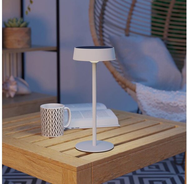 Eglo 75877 - Lampada da tavolo solare ricaricabile LED dimmerabile SIMERI LED/3W/5V 1800mAh IP44 bianca