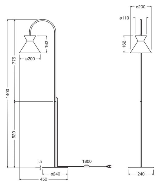 Osram - Lampada da terra DECOR WAIST 1xE27/40W/230V nera