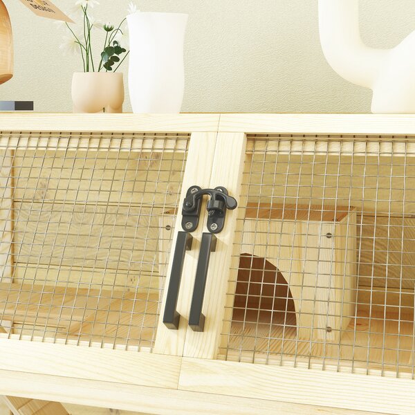 PawHut Gabbia per criceti nana in legno con scaffale, ruote, rampe, bottiglia d'acqua, casetta, altalene, 87 x 43 x 101cm