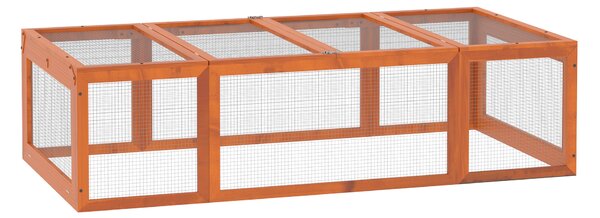 Pawhut Recinto per Animali Domestici in Legno di Pino con Tetto Apribile Arancione