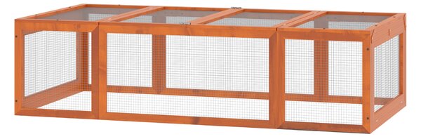 Pawhut Recinto per Animali Domestici in Legno di Pino con Tetto Apribile Arancione