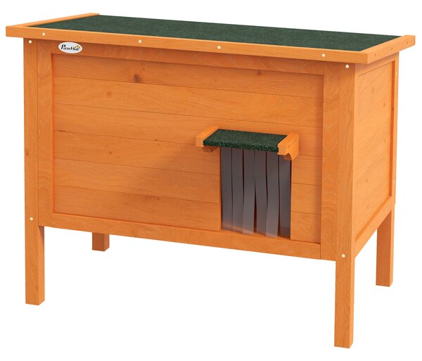 PawHut Casa per Gatti all'Aperto Casa per Gatti Tana, resistente alle intemperie, 1 Finestra, 1 Ingresso, 85 x 50 x 68,5 cm, Arancione+Verde