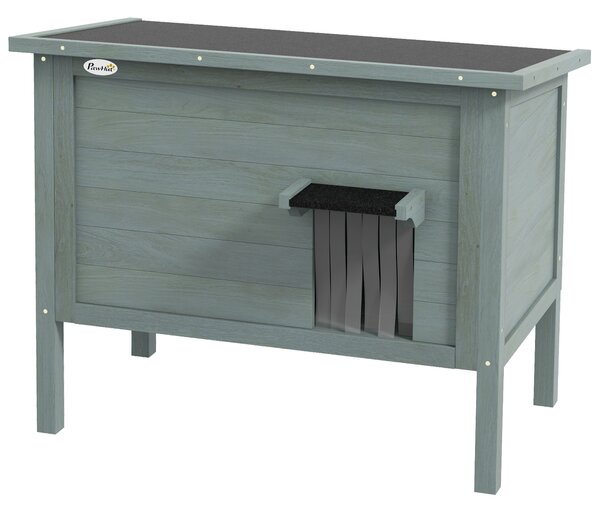 PawHut Casa per Gatti Casa per Gatti da Esterno, Resistente alle Intemperie, 1 Finestra, 1 Ingresso, 85 x 50 x 68,5 cm, Grigio scuro+Nero