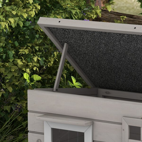 PawHut Casetta per Gatti Cuccia per Gatti con Tetto in Asfalto Gatto Casina per Gatti con Finestra per Gatti Cani Outdoor Resistente all'Inverno Legno di abete Grigio Nero 87 x 52 x 44 cm