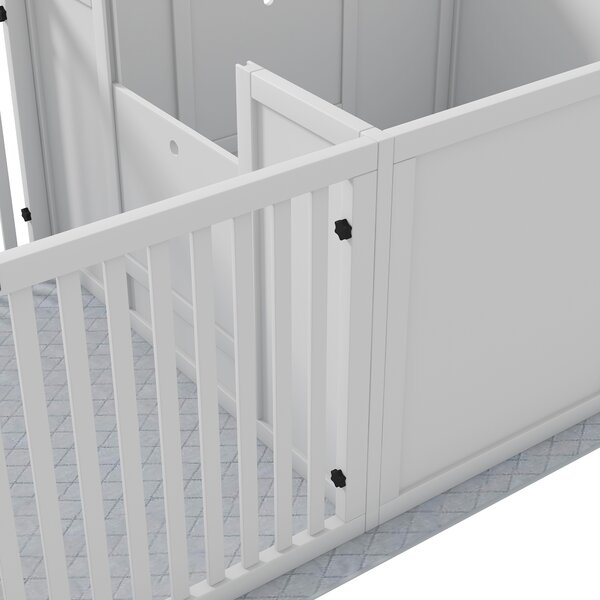 PawHut Cuccia per Cuccioli, con Materassino, Facile da Pulire, Legno, 166x80x50 cm, Bianco