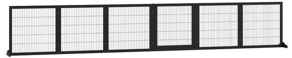 Recinzione per Cani PawHut pieghevole 432 x 36 x 70cm Legno di Pino Nero