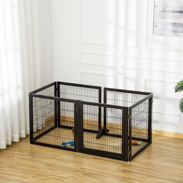 Recinzione per Cani PawHut pieghevole 432 x 36 x 70cm Legno di Pino Nero