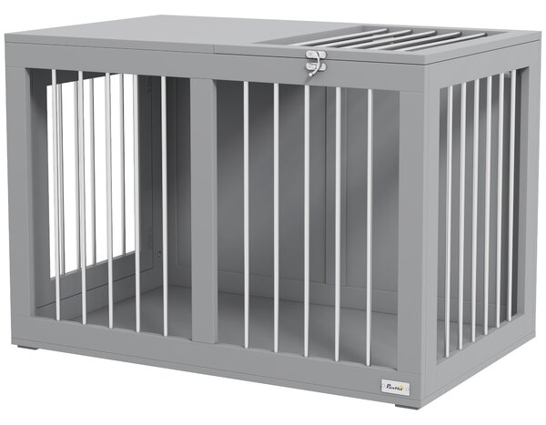 PawHut Gabbia per Cani Cuccia Trasporto Cani, 2 Porte, chiudibili, Grigio, 80 cm x 50 cm x 56,5 cm