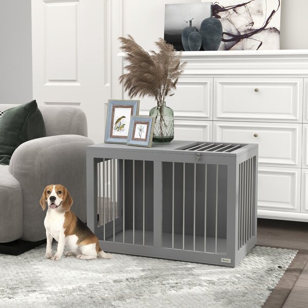PawHut Gabbia per Cani Cuccia Trasporto Cani, 2 Porte, chiudibili, Grigio, 80 cm x 50 cm x 56,5 cm