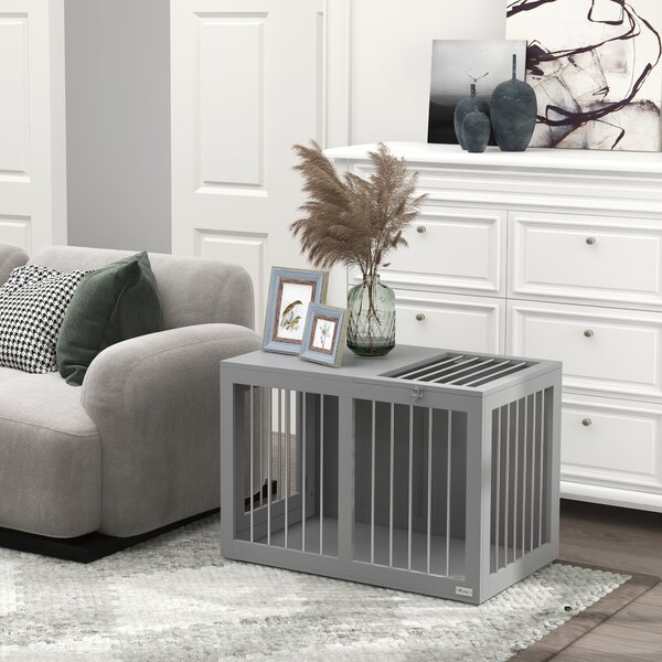 PawHut Gabbia per Cani Cuccia Trasporto Cani, 2 Porte, chiudibili, Grigio, 80 cm x 50 cm x 56,5 cm