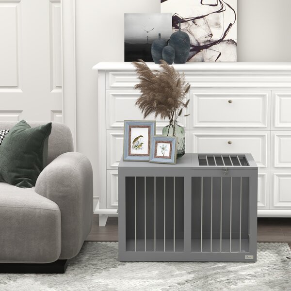 PawHut Gabbia per Cani Cuccia Trasporto Cani, 2 Porte, chiudibili, Grigio, 80 cm x 50 cm x 56,5 cm