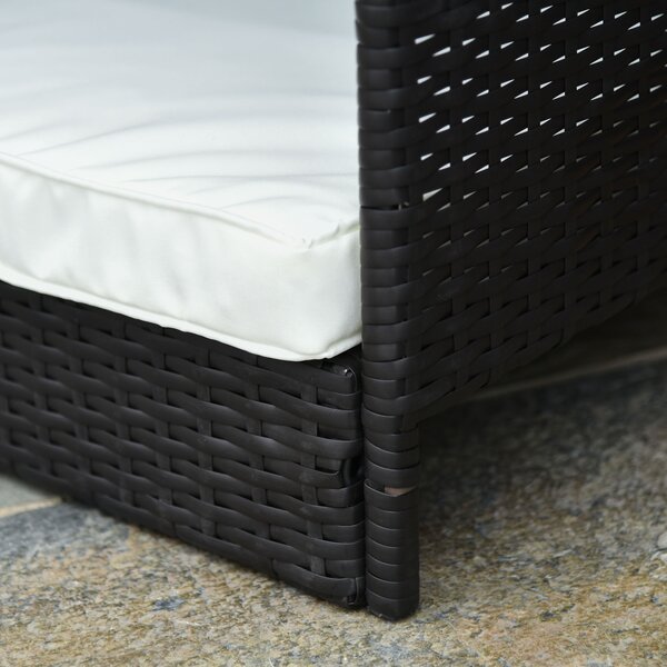 PawHut Casa per Cani in Rattan con Cuscino, Letto per Cani a Forma di Casa, Cuccia per Cani da Esterno, Telaio in Acciaio, Plastica, Marrone Caffè, 69 x 98 x 70 cm