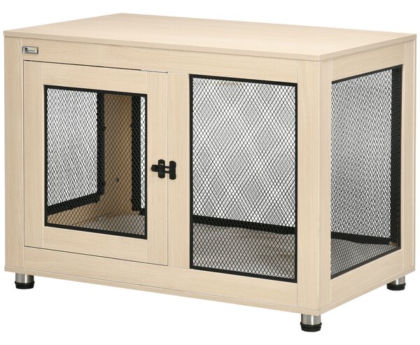 PawHut Gabbia per Cani Gabbia, Design Moderno, bloccabile, 2 Porte, 94 cm x 60 cm x 71,5 cm, Rovere + Nero