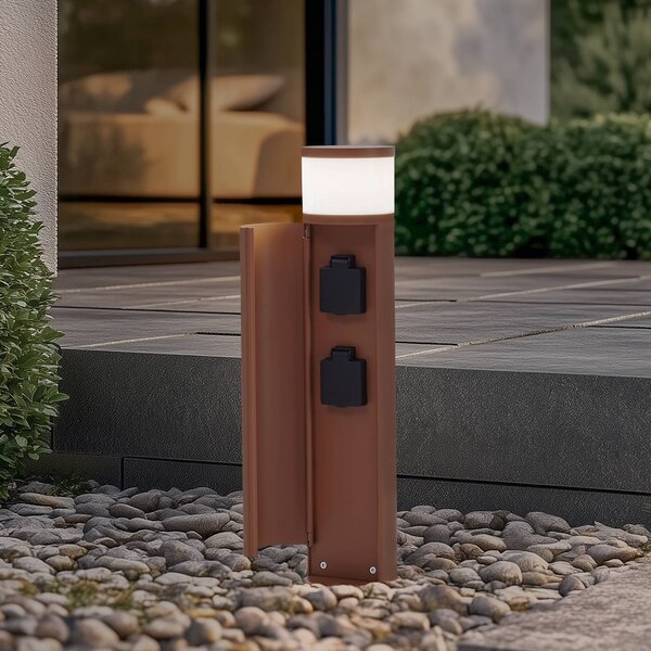 Lampione da giardino Corban Lucande, dimmerabile, Marrone / Ruggine, Alluminio, Moderno, Lampada da esterni