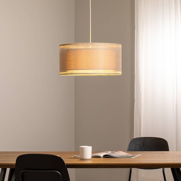 Lampada a sospensione Duo Den Light Maco Design, dimmerabile, Crema / Ambra, Soggiorno / Sala da pranzo, Tessuto / Stoffa / Seta, Lampada a sospensione