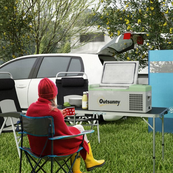 Outsunny Frigorifero Auto, Frigorifero 16L, -20°C a 10°C, ECO/MAX, 60x32x26cm, Verde/Grigio