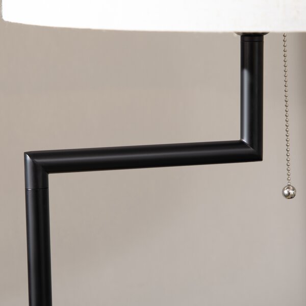 HOMCOM Lampada da Terra con Piano, Lampada Da Terra, Cordino di Trazione, E 27, 40 W, Bambù, Naturale + Nero