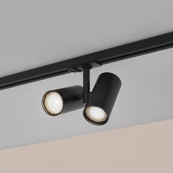 Lindby spot da binario GU10, a 2 luci, nero, copertura Linaro Lindby, dimmerabile, Nero, Soggiorno / Sala da pranzo, Alluminio, Moderno, Lampada a binario