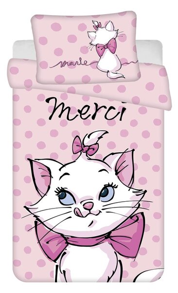 Set copripiumino e federa da bambini rosa in cotone per culla 100x135 cm Marie Cat "Merci" – Jerry Fabrics