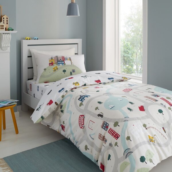 Biancheria da letto per bambini bianca/beige in cotone per culla 120x150 cm Transport – Bianca