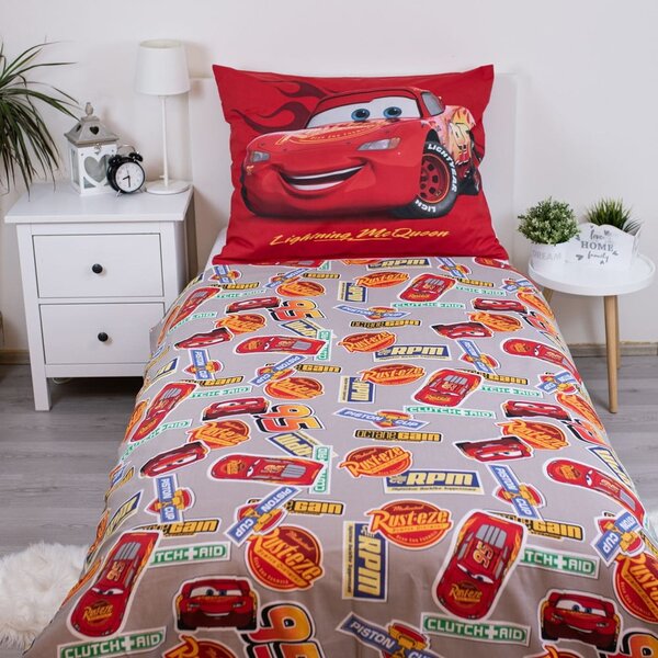 Set copripiumino e federa da bambini rosso in cotone per letto singolo 140x200 cm Cars "Legend" – Jerry Fabrics