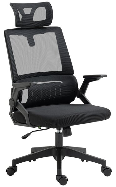 Vinsetto Sedia da Ufficio Sedia da Scrivania Sedia da Ufficio, regolabile in altezza, 1 poggiatesta, 58 x 61 x 119 cm. Nero