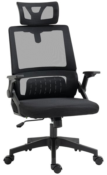 Vinsetto Sedia da Ufficio Sedia da Scrivania Sedia da Ufficio, regolabile in altezza, 1 poggiatesta, 58 x 61 x 119 cm. Nero