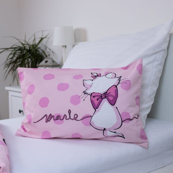 Set copripiumino e federa da bambini rosa in cotone per culla 100x135 cm Marie Cat "Merci" – Jerry Fabrics