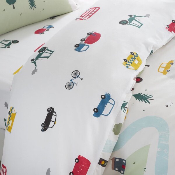 Biancheria da letto per bambini bianca/beige in cotone per culla 120x150 cm Transport – Bianca